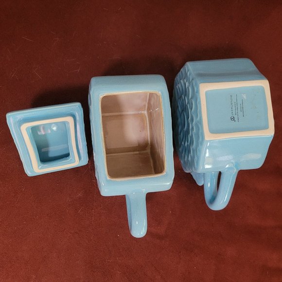 Department 56 Collectible Blue Butterfly Ceramic Creamer and Sugar Set, Embossed - Picture 4 of 4